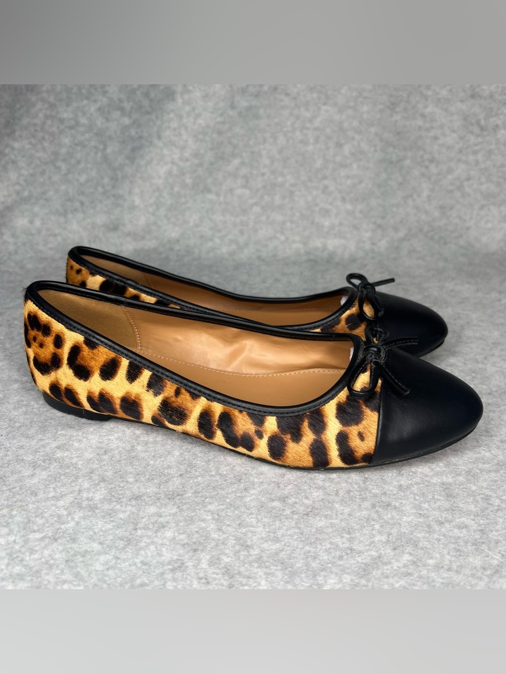 J. CREW Women’s Leopard Calf Hair Captoe Ballet Flats Size 7 Luxury Animal Print